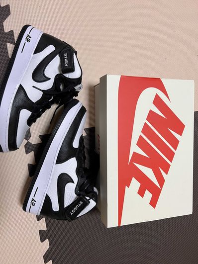 Stussy × Nike Air Force 1 Mid "Black and Light Bone"