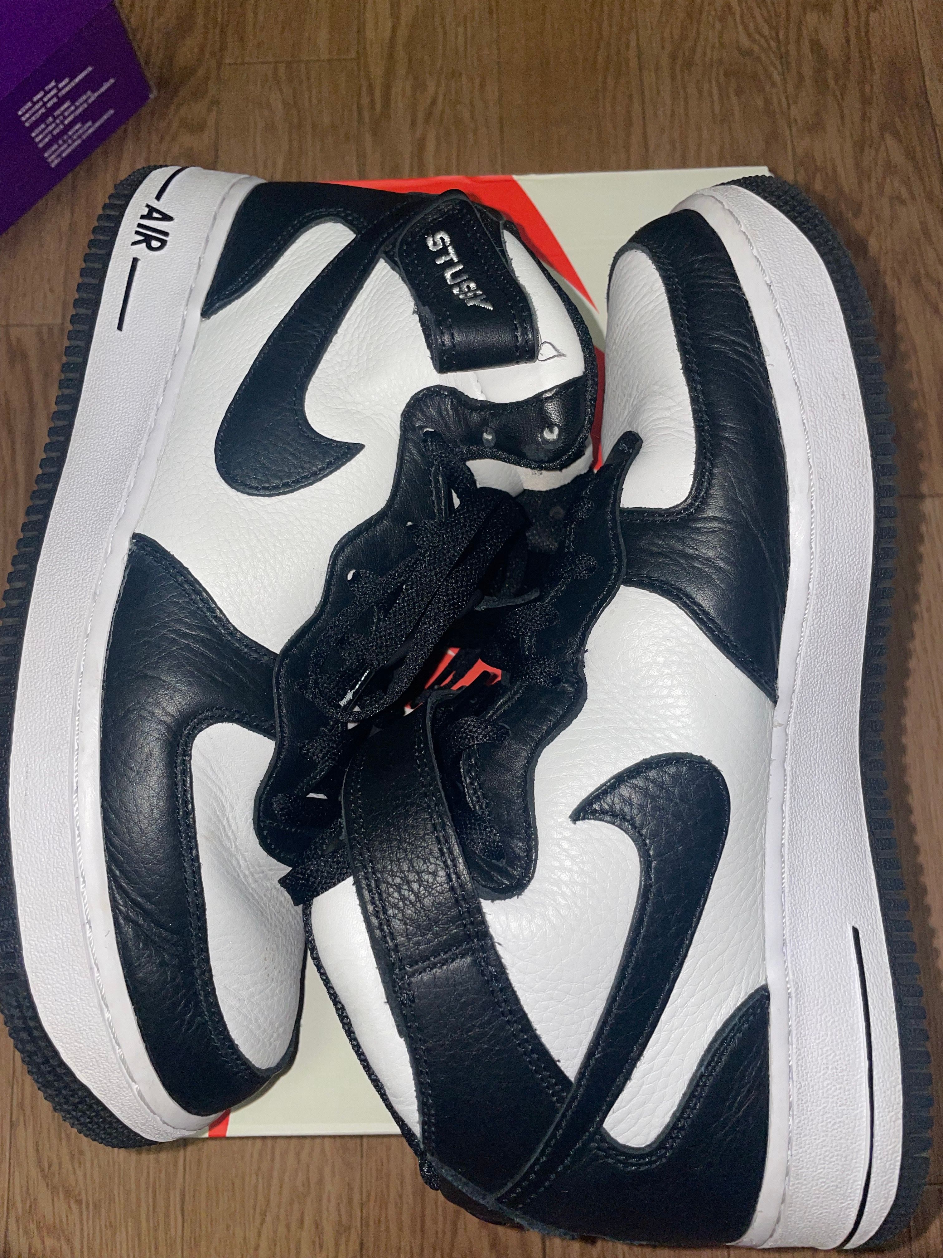 Stussy × Nike Air Force 1 Mid "Black and Light Bone"