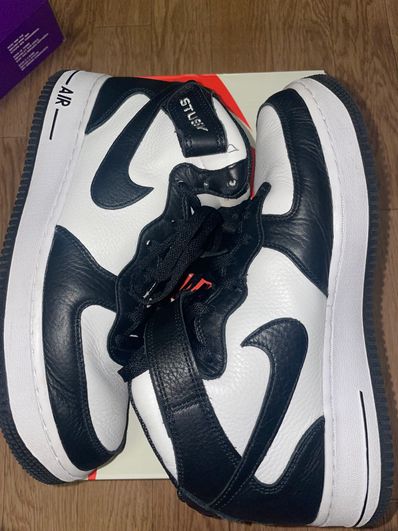 Stussy × Nike Air Force 1 Mid "Black and Light Bone"