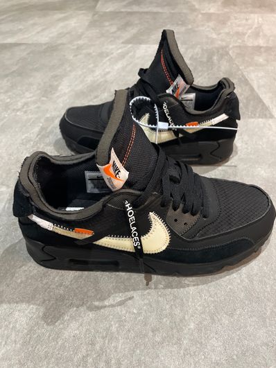 Off-White × Nike Air Max 90 "Black/Black-Cone-White"