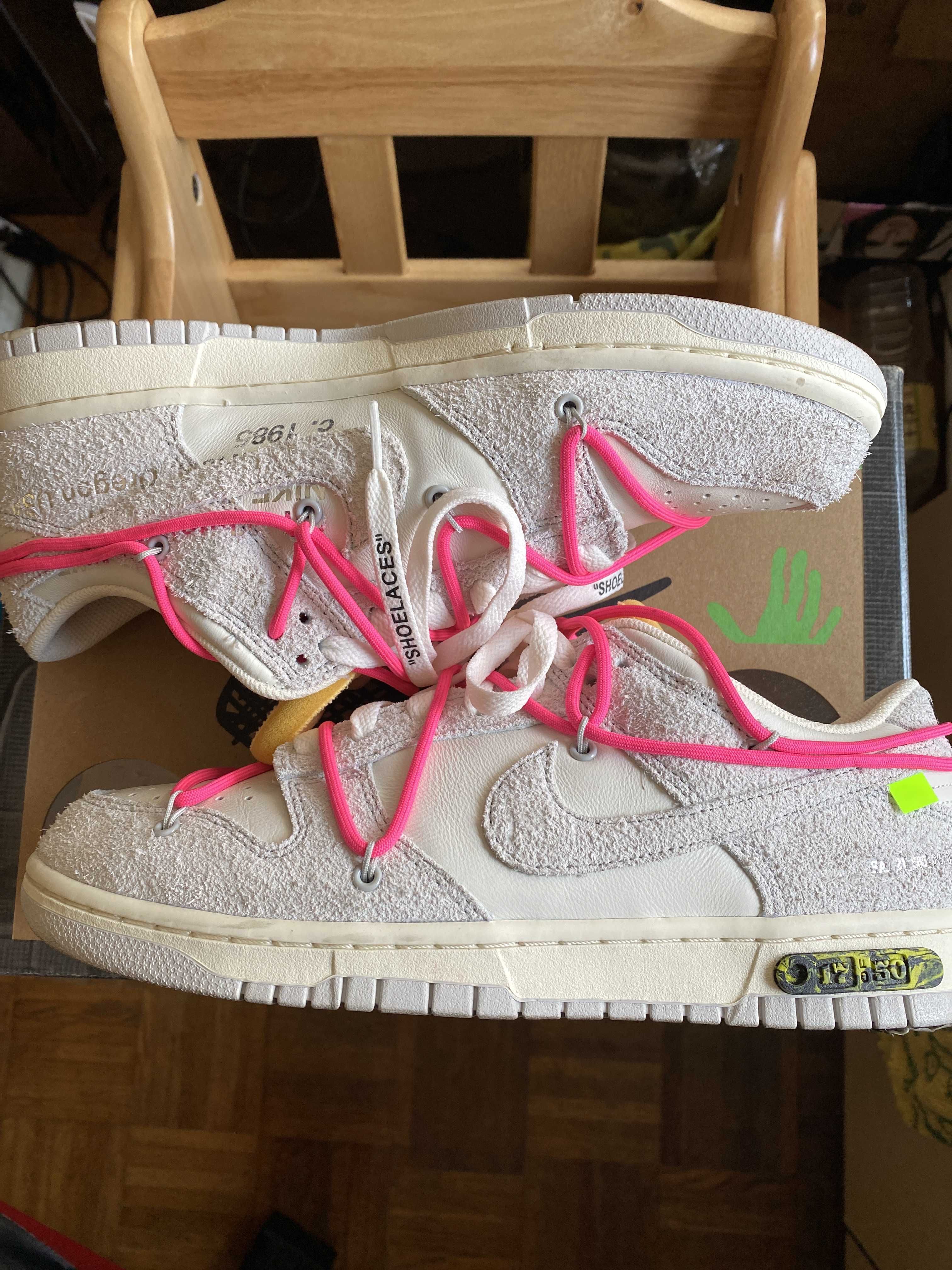 Off-White × Nike Dunk Low "Sail/Neutral Gray/Hyper Pink"