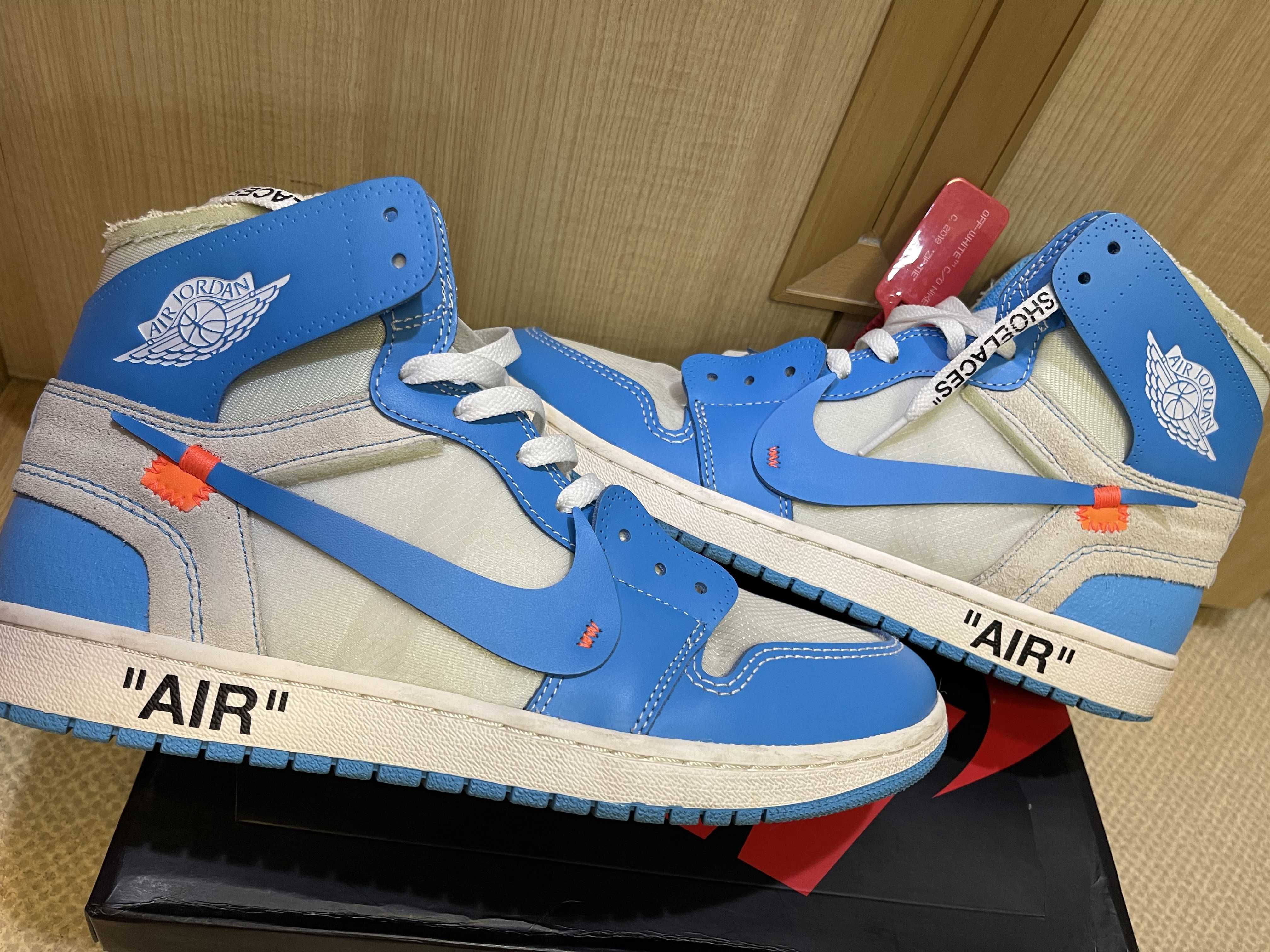 Off-White × Nike Air Jordan 1 High UNC "White/Dark Powder Blue"