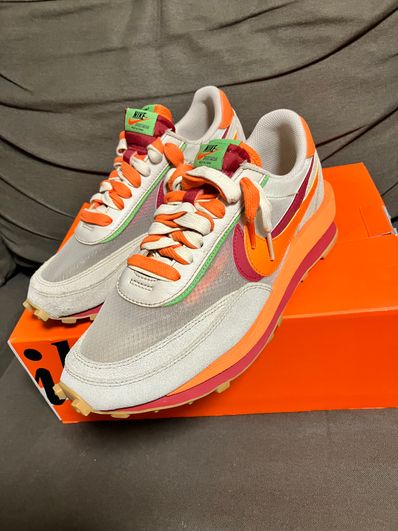 CLOT × Sacai × Nike LD Waffle "Orange Blaze"