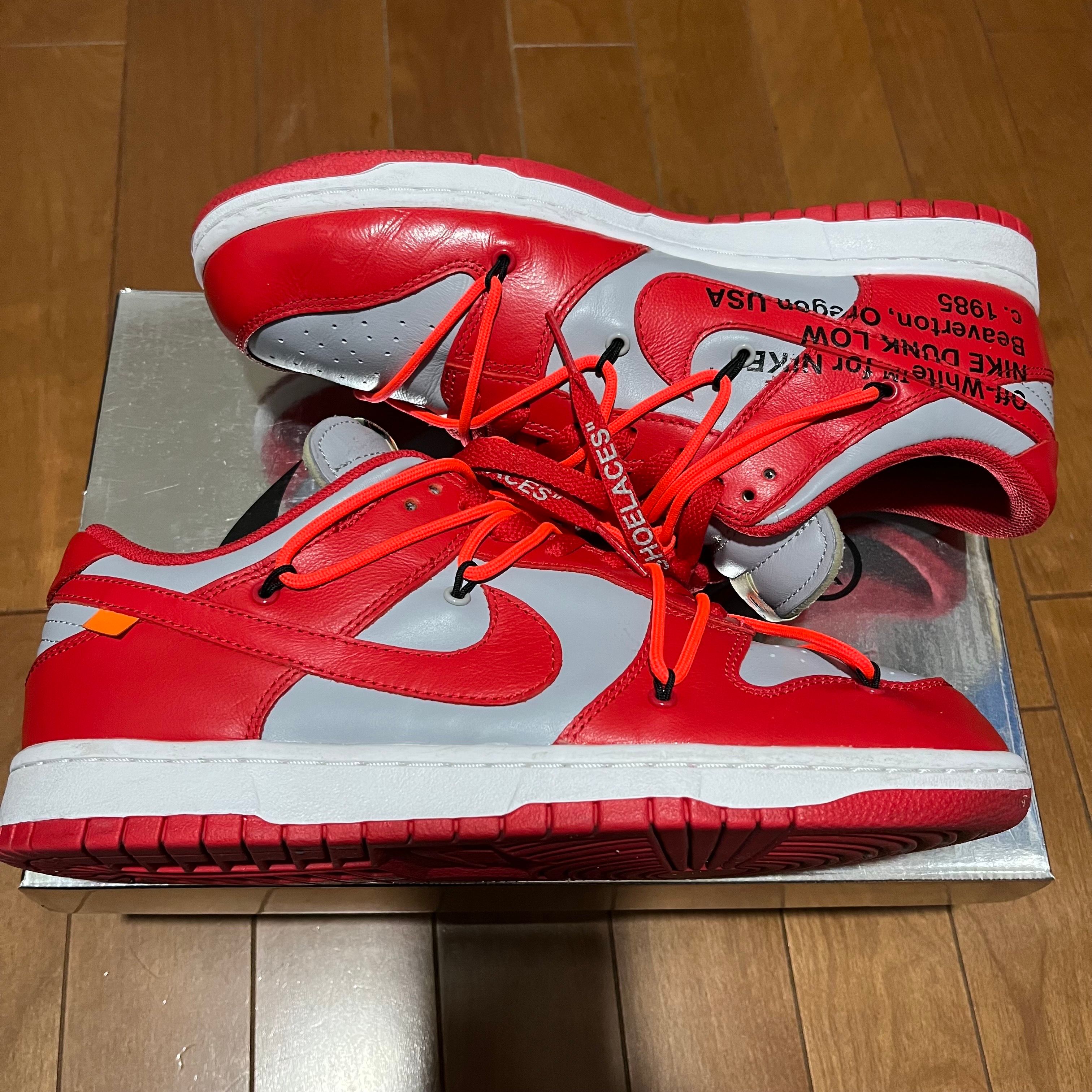 Off-White × Nike Dunk Low "University Red/Wolf Grey"