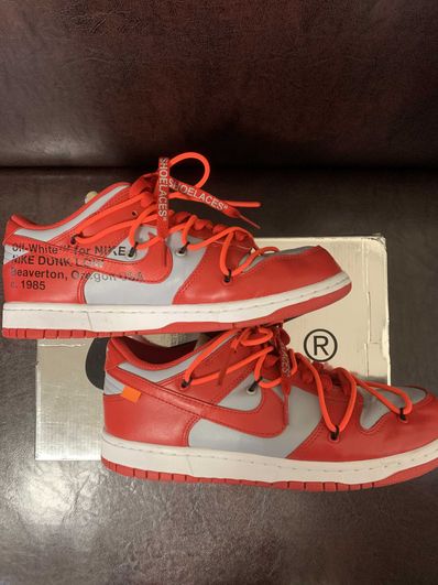 Off-White × Nike Dunk Low "University Red/Wolf Grey"