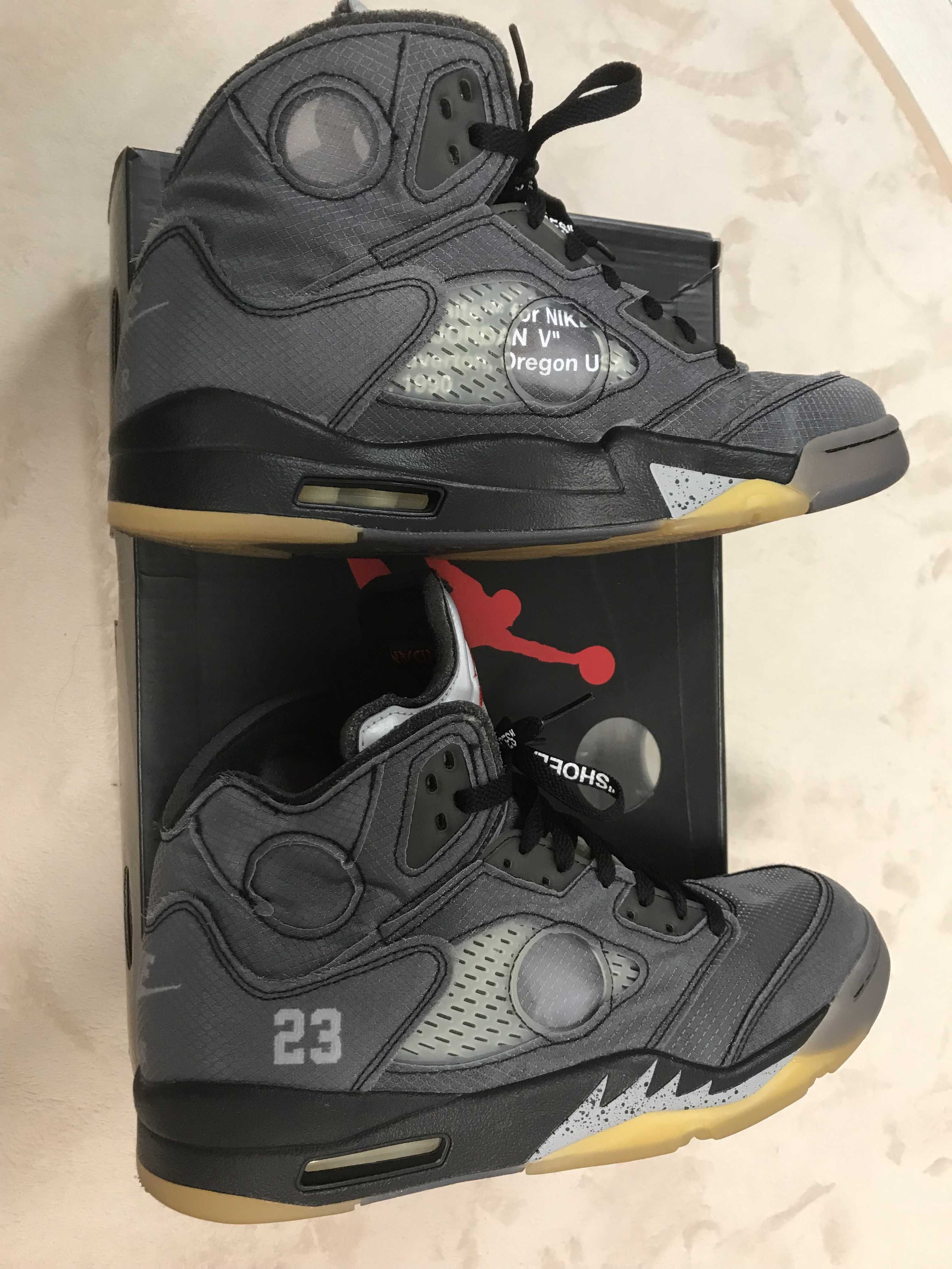 Off-White × Nike Air Jordan 5 "Black/Muslin/Fire Red"