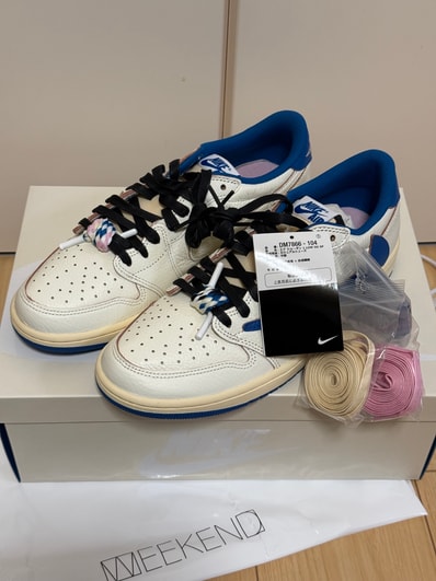 Travis Scott × fragment design × Nike Air Jordan 1 Low OG "Sail/Military Blue"