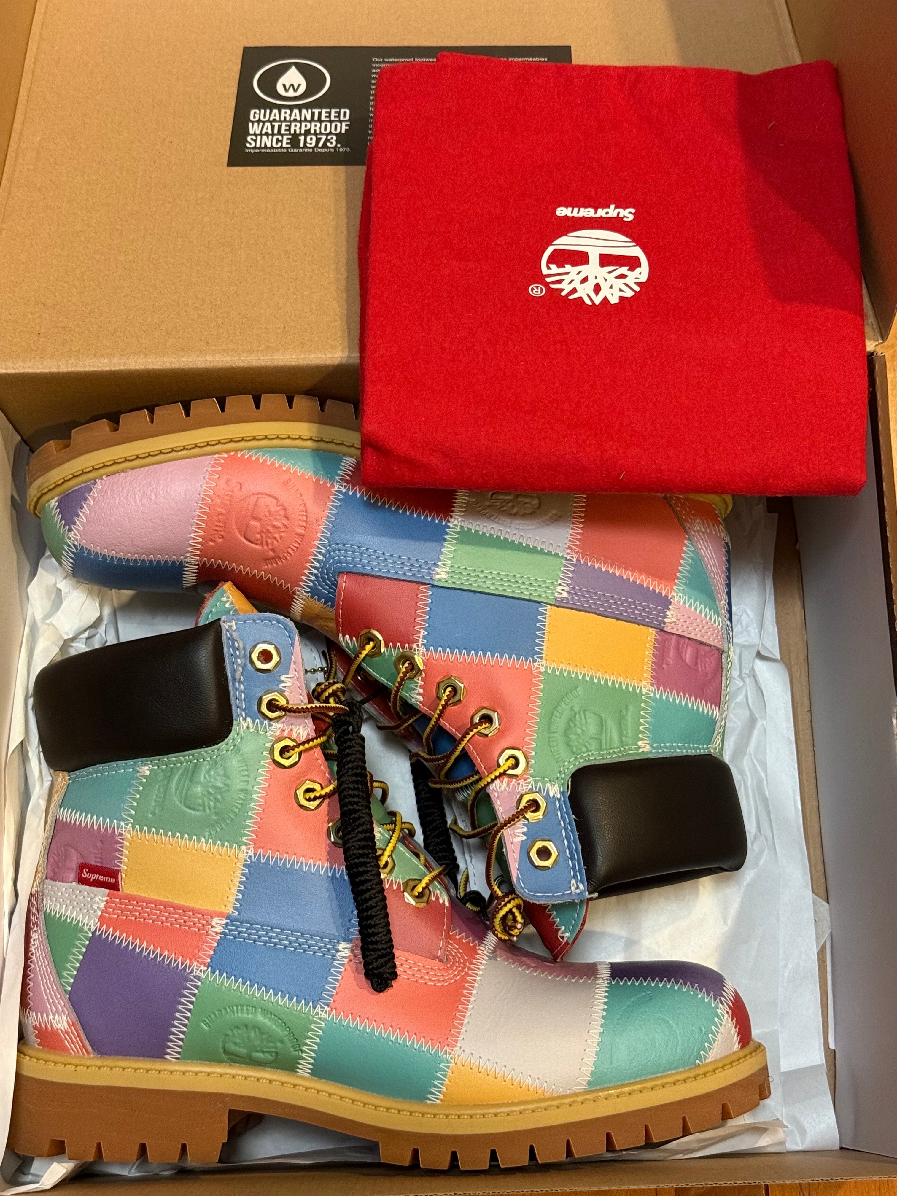 シュプリーム × ティンバーランド パッチワーク 6インチ プレミアムブーツ "マルチカラー"