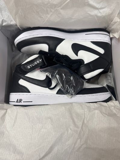 Stussy × Nike Air Force 1 Mid "Black and Light Bone"