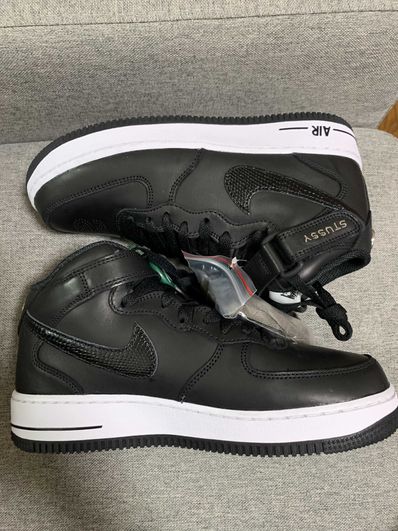Stussy × Nike Air Force 1 Mid "Black/Black"