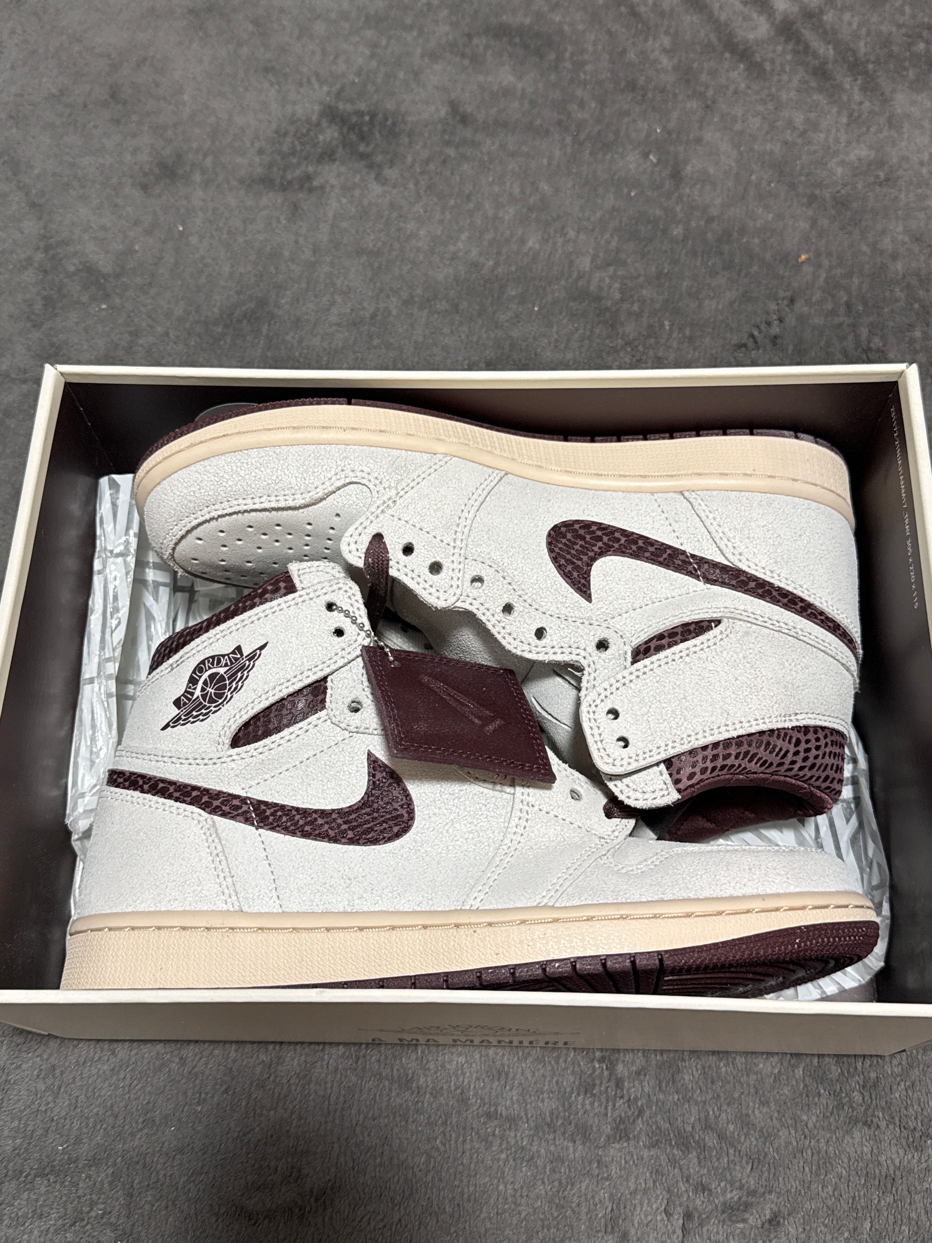 A Ma Maniere × Nike Air Jordan 1 Retro High OG "Sail and Burgundy"