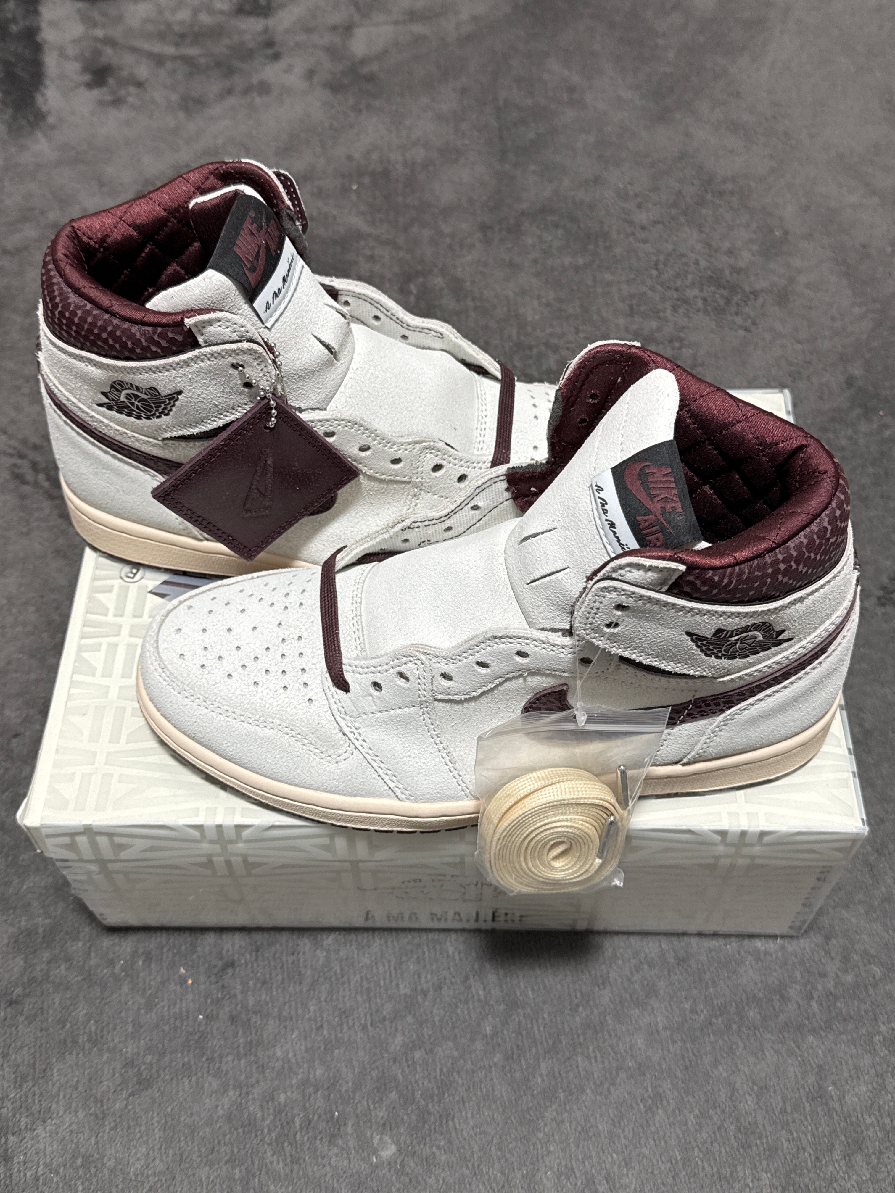 A Ma Maniere × Nike Air Jordan 1 Retro High OG "Sail and Burgundy"