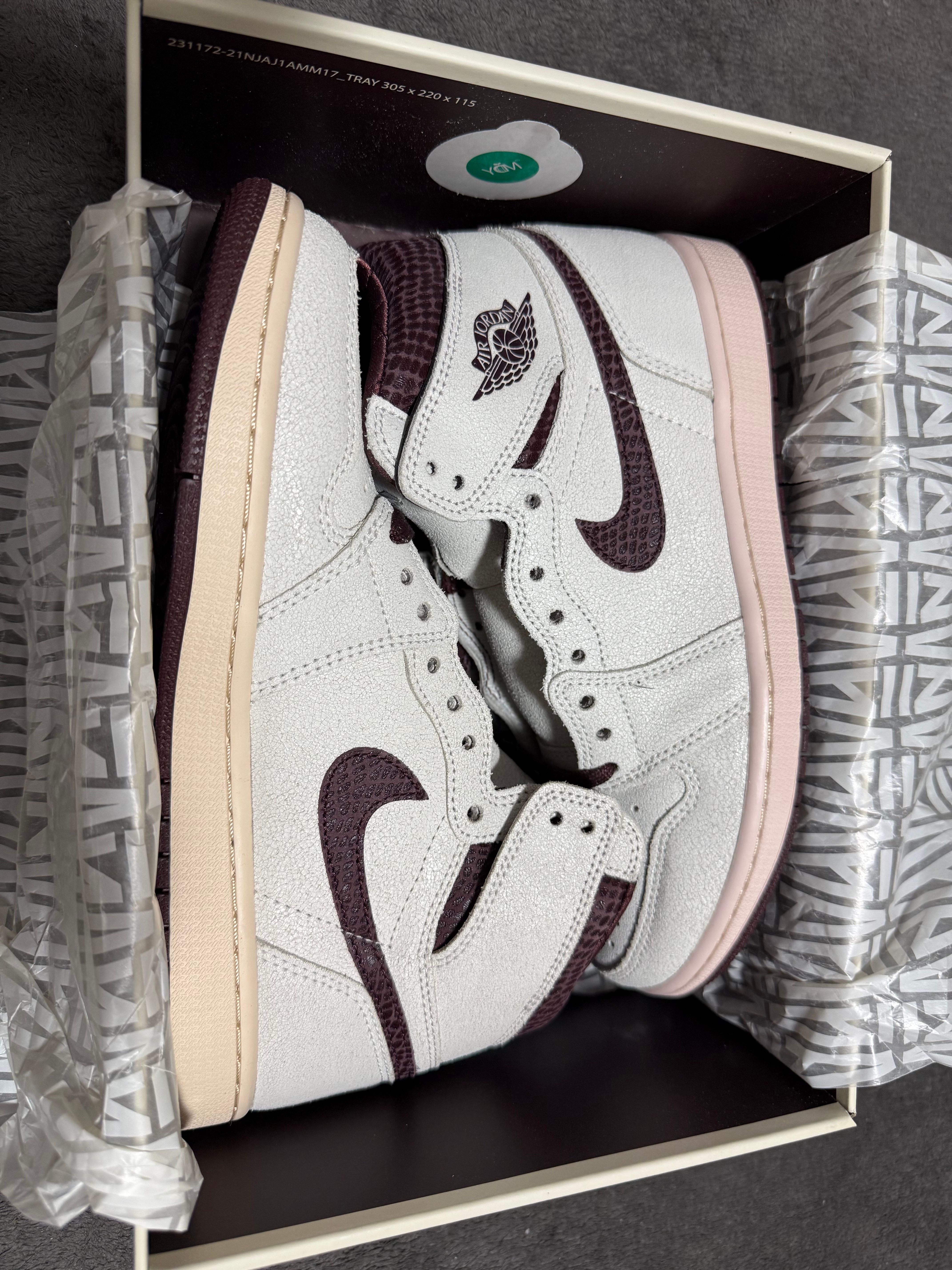 A Ma Maniere × Nike Air Jordan 1 Retro High OG "Sail and Burgundy"