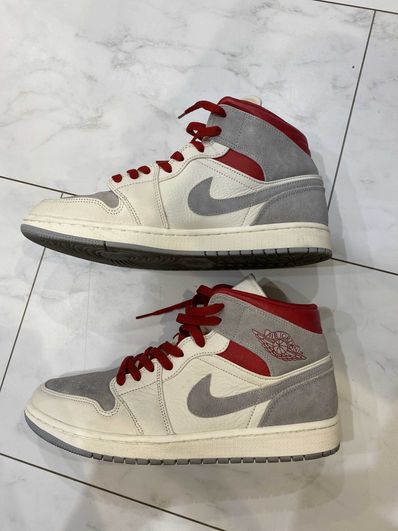 SNS×NIKE AIR JORDAN 1 MID "GREY/RED"
