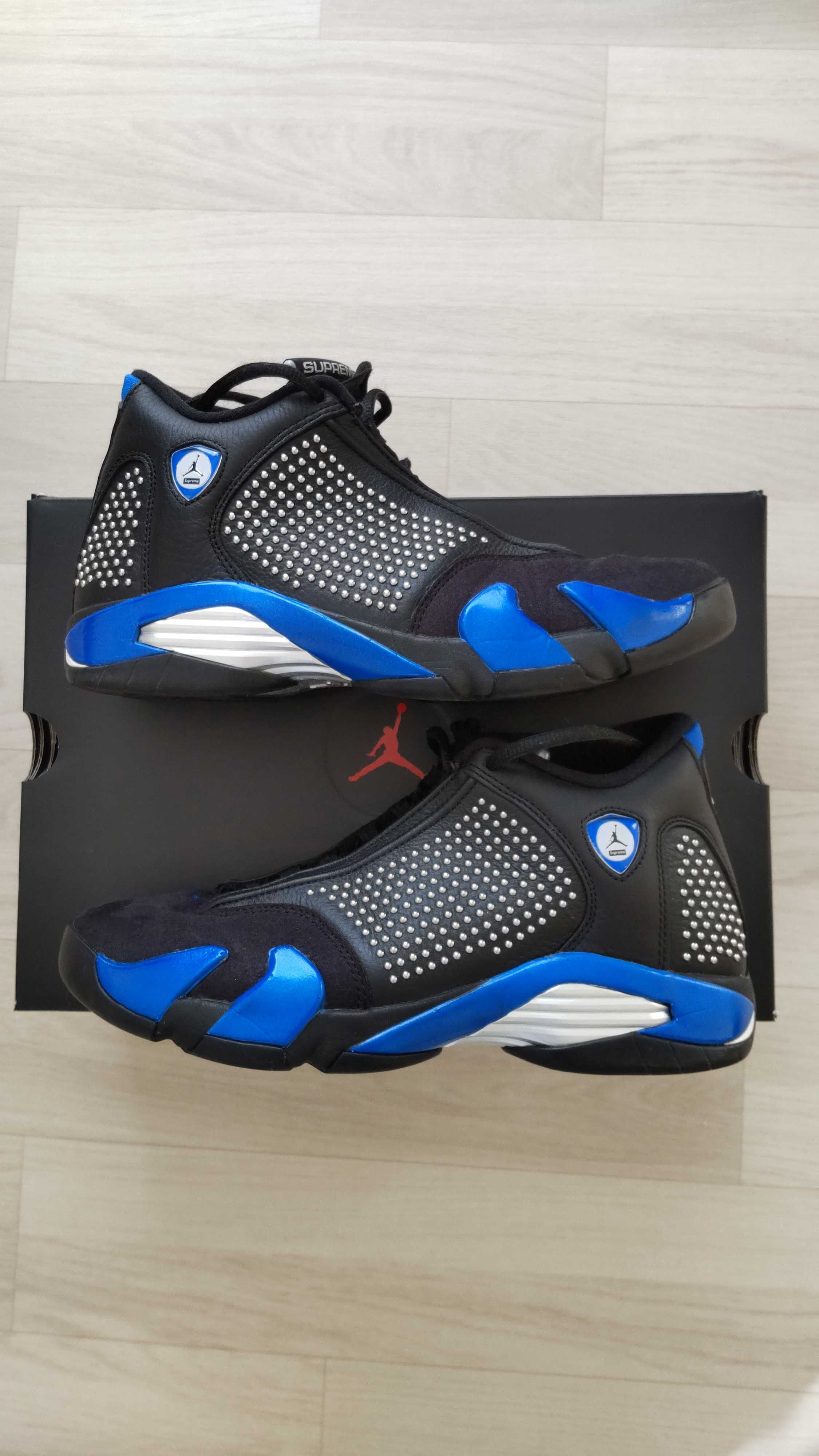 Supreme × Nike Air Jordan 14 Retro "Black/Varsity Royal/Chrome"
