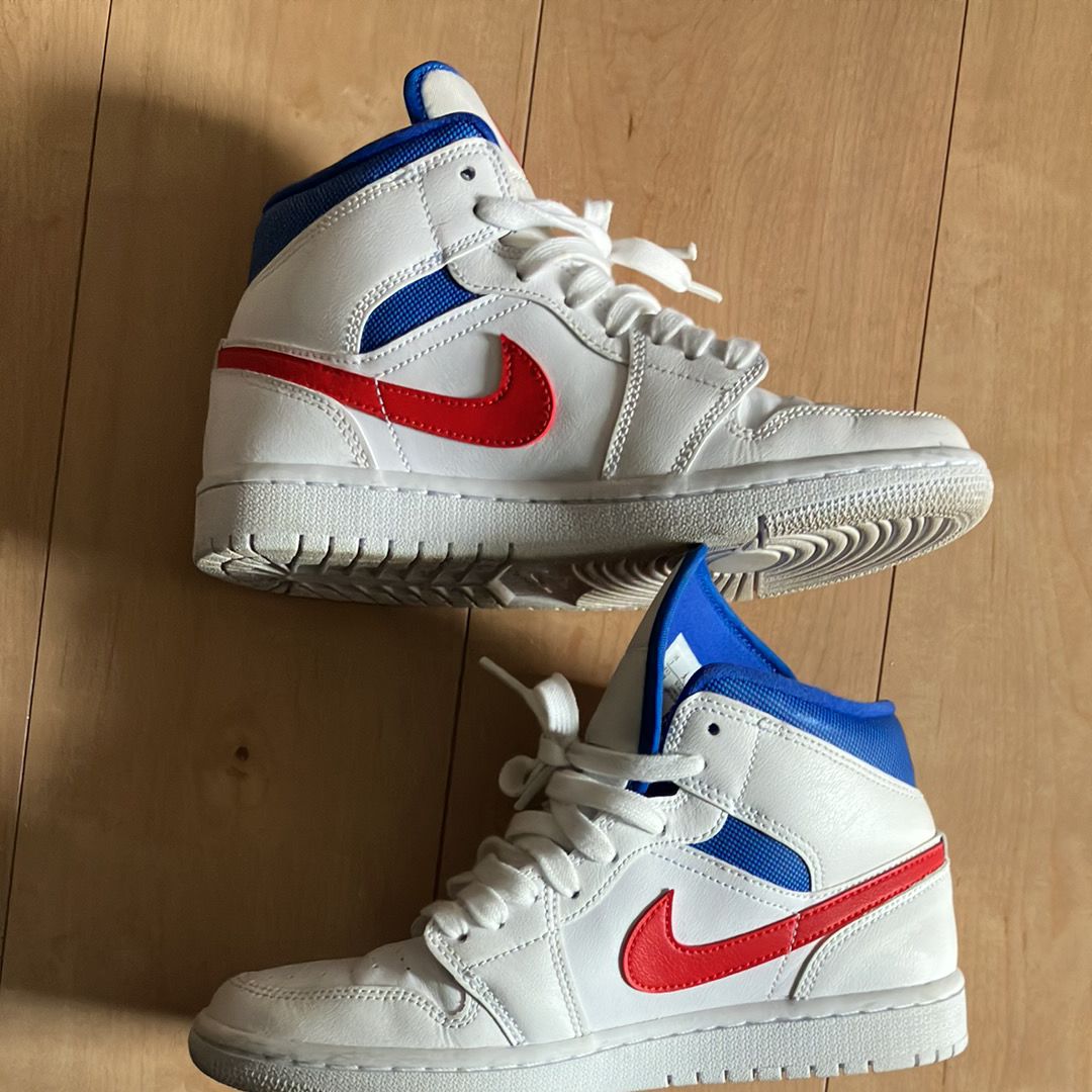 Nike Women's Air Jordan 1 Mid "White/University Red-Game Royal"