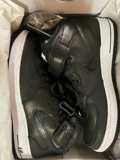 Stussy × Nike Air Force 1 Mid "Black/Black"