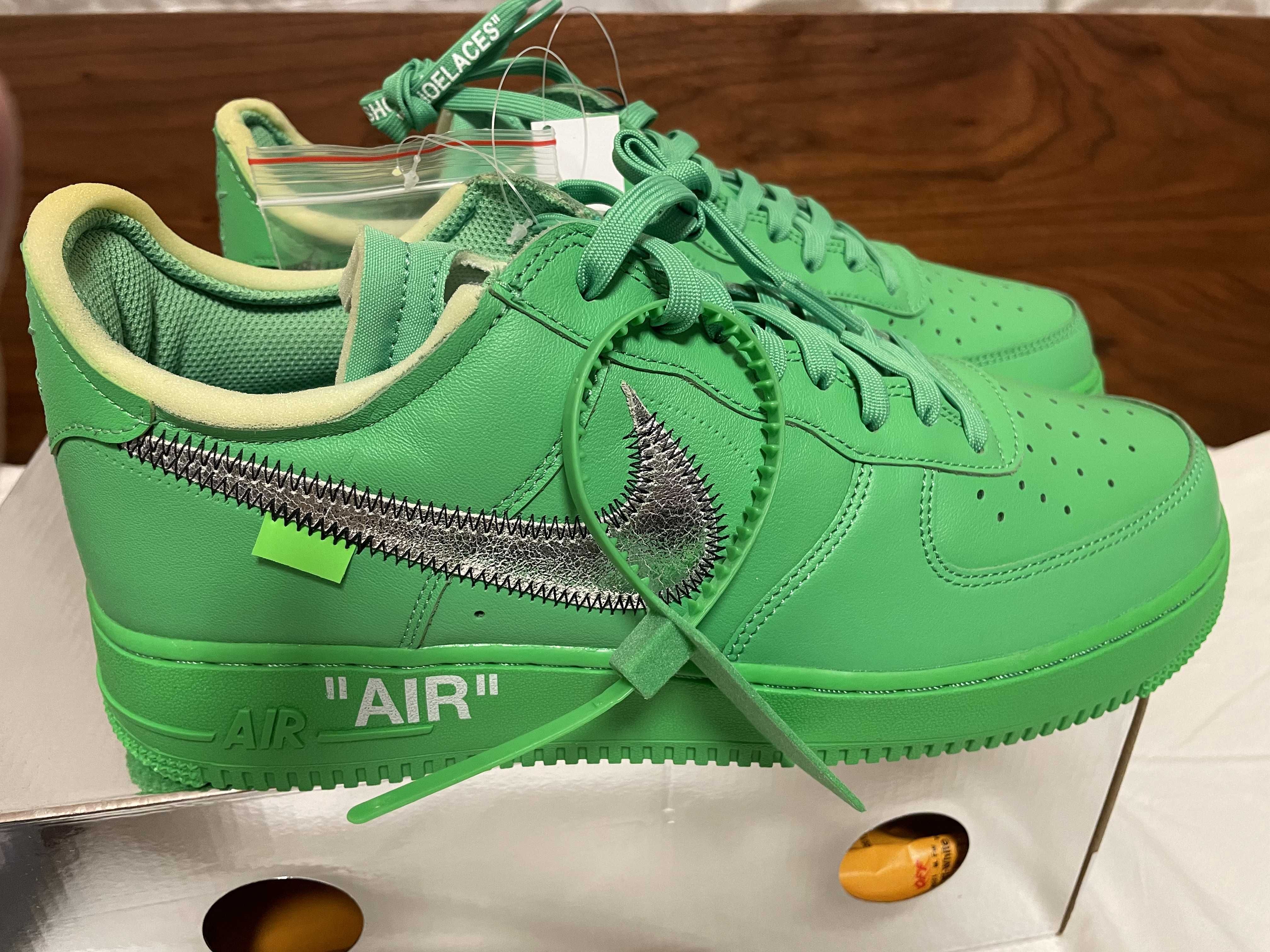Off-White × Nike Air Force 1 Low "Brooklyn/Light Green Spark"