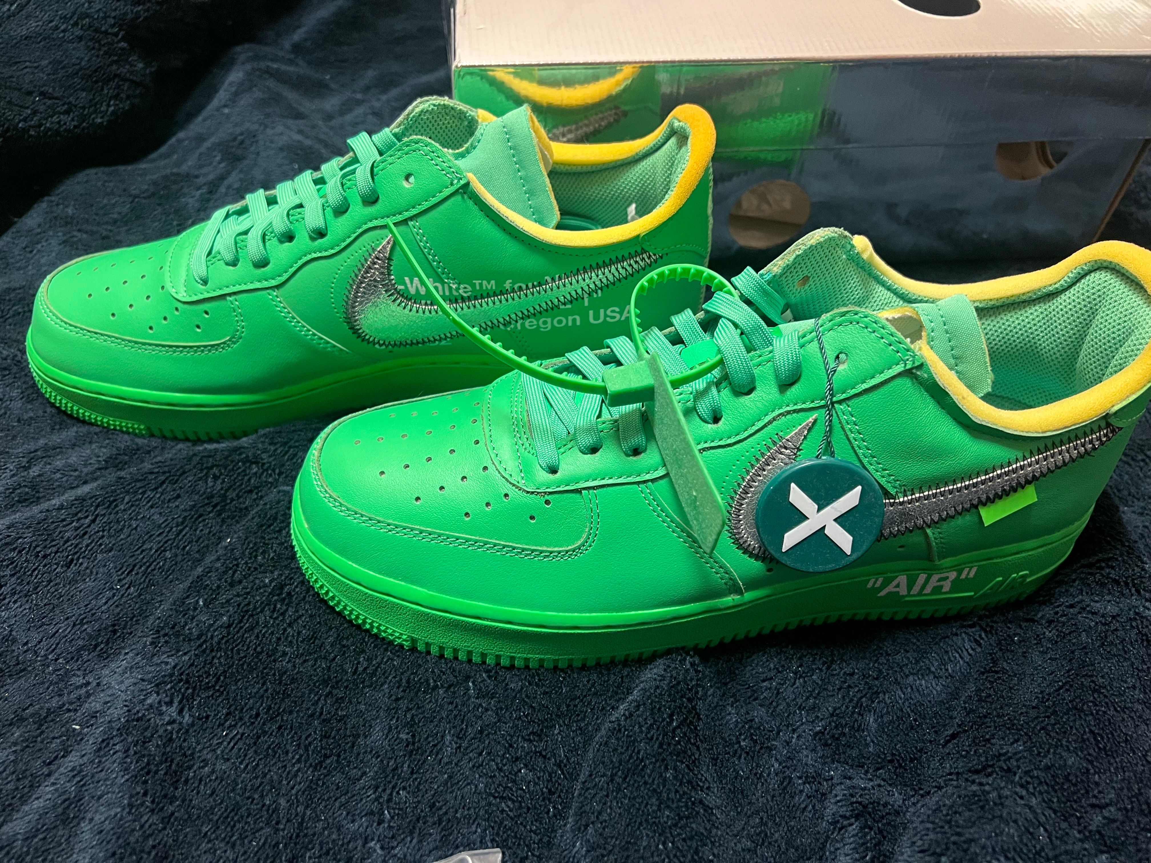 Off-White × Nike Air Force 1 Low "Brooklyn/Light Green Spark"
