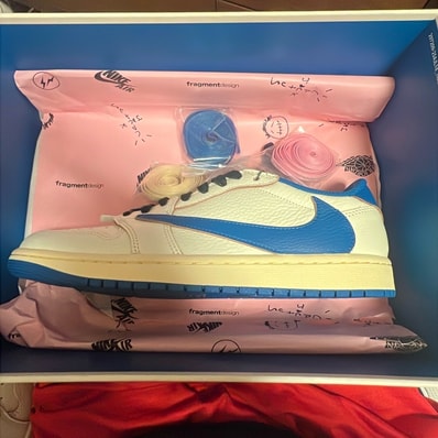 Travis Scott × fragment design × Nike Air Jordan 1 Low OG "Sail/Military Blue"