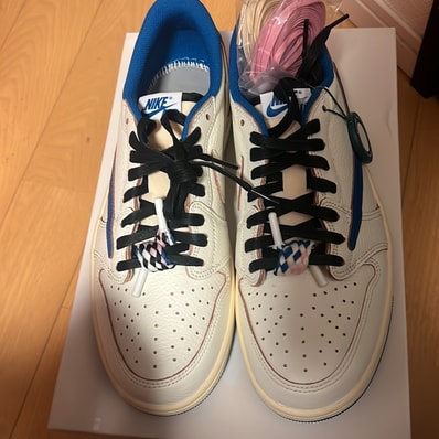 Travis Scott × fragment design × Nike Air Jordan 1 Low OG "Sail/Military Blue"