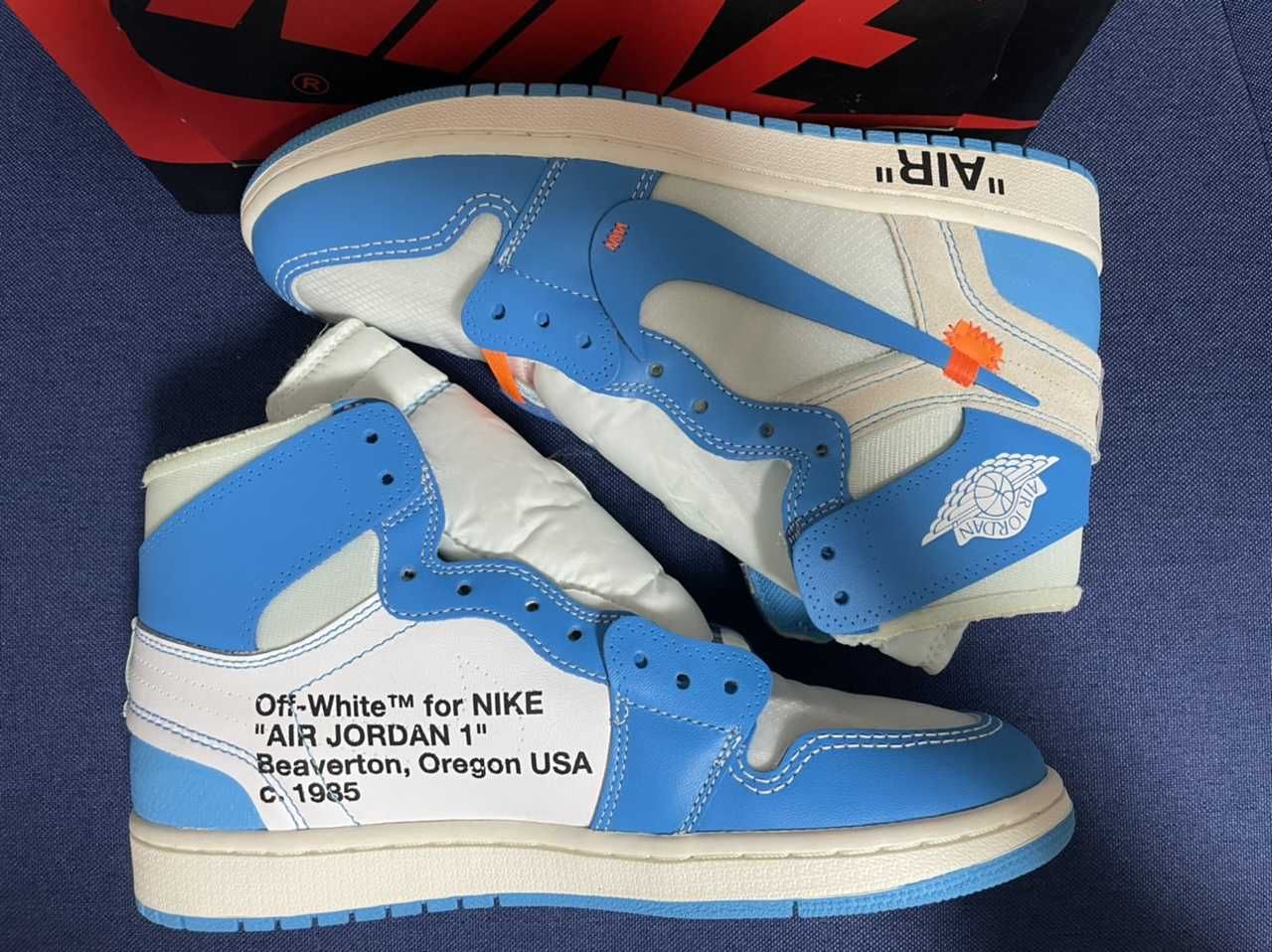 Off-White × Nike Air Jordan 1 High UNC "White/Dark Powder Blue"