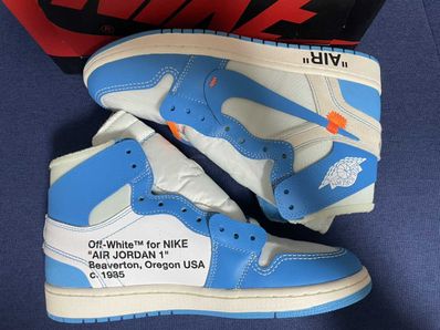Off-White × Nike Air Jordan 1 High UNC "White/Dark Powder Blue"