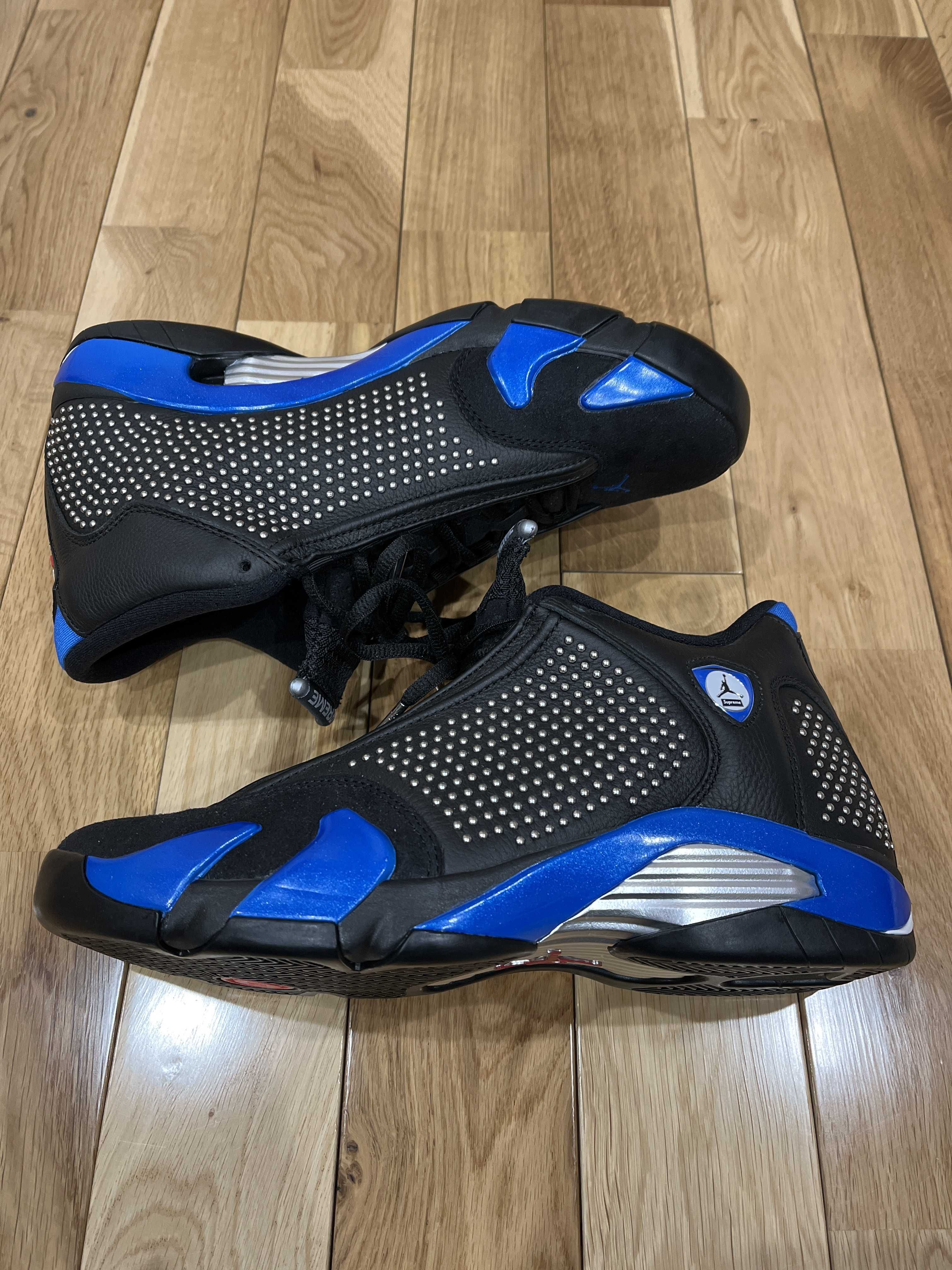 Supreme × Nike Air Jordan 14 Retro "Black/Varsity Royal/Chrome"