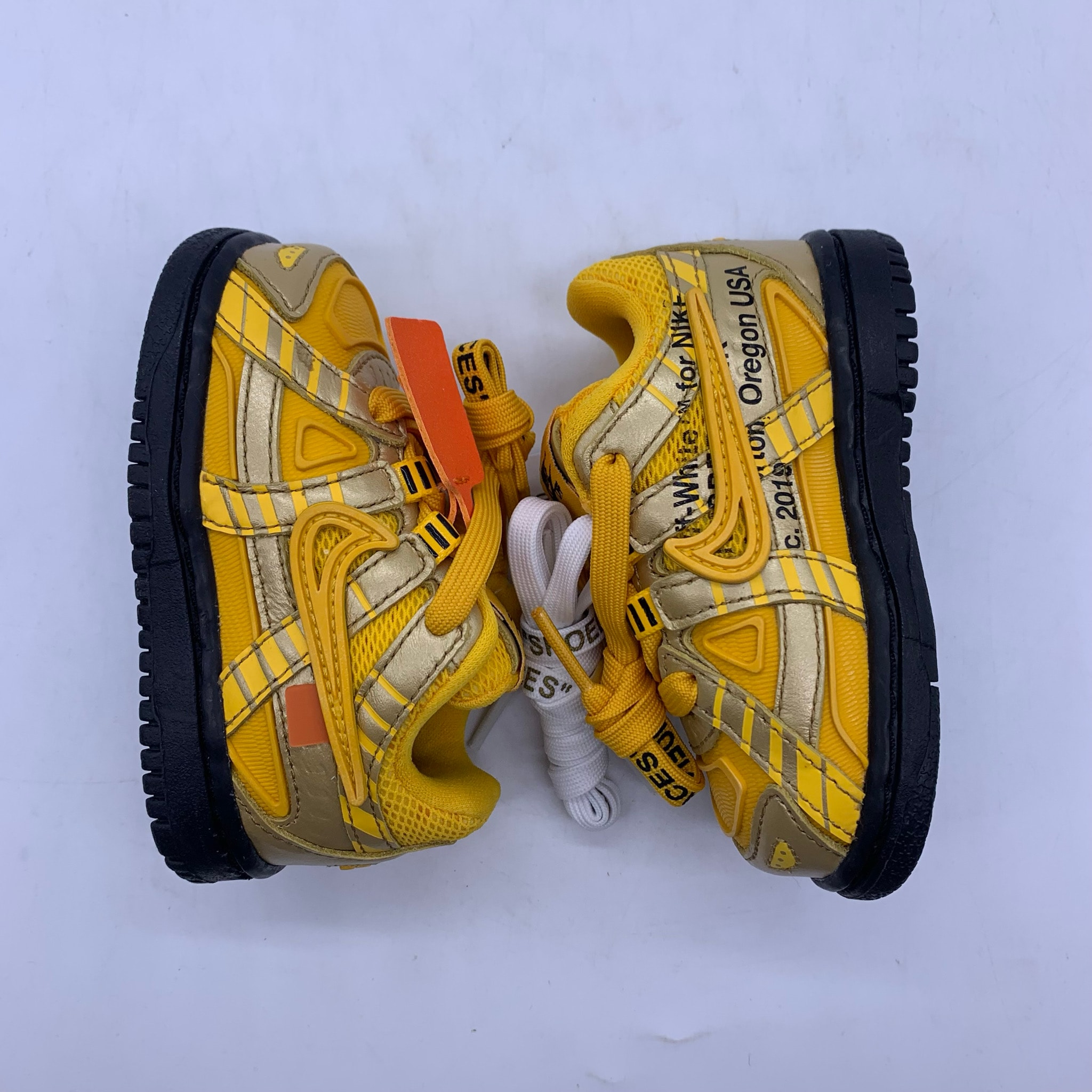 Off-White × Nike TD Air Rubber Dunk "University Gold"