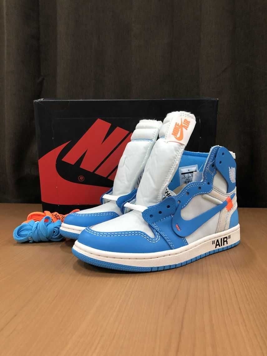 Off-White × Nike Air Jordan 1 High UNC "White/Dark Powder Blue"
