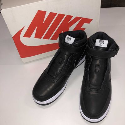 Stussy × Nike Air Force 1 Mid "Black/Black"