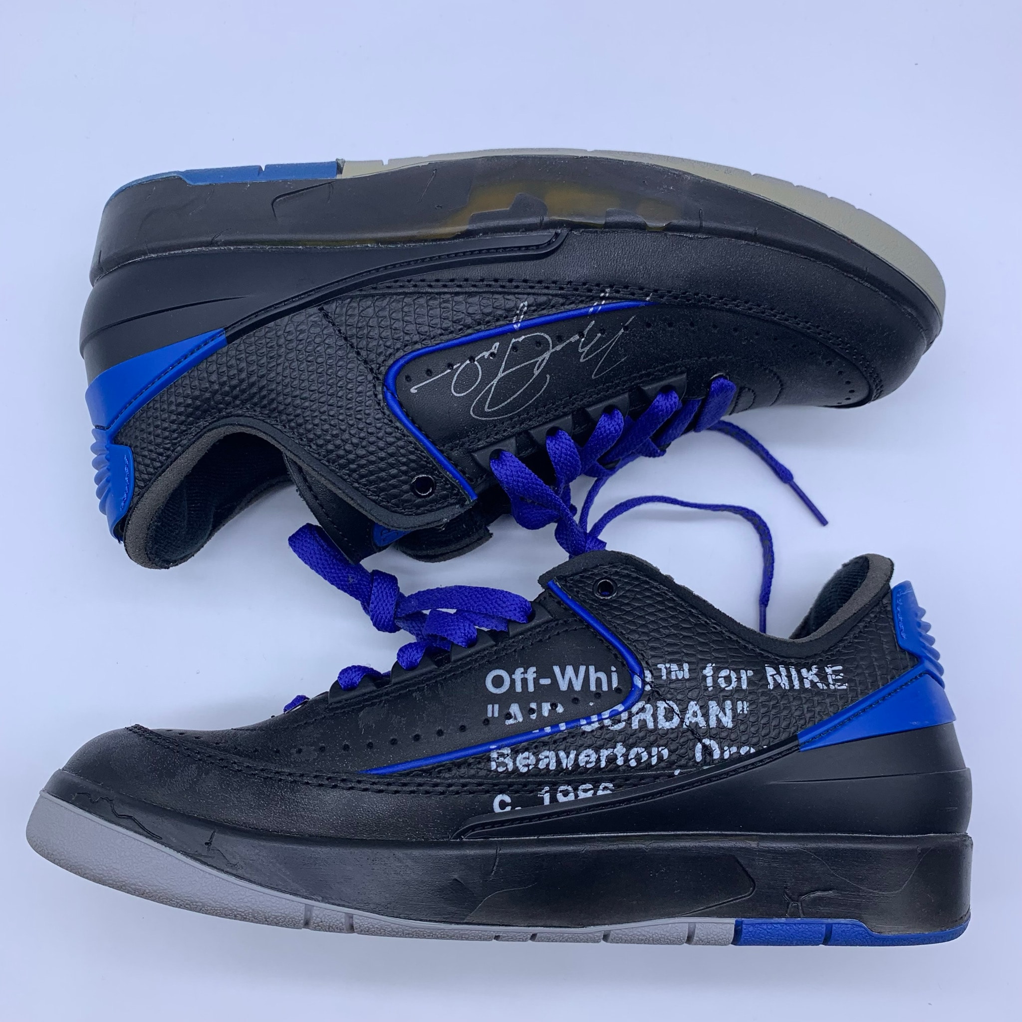 Off-White × Nike Air Jordan 2 Low "Black and Varsity Royal"