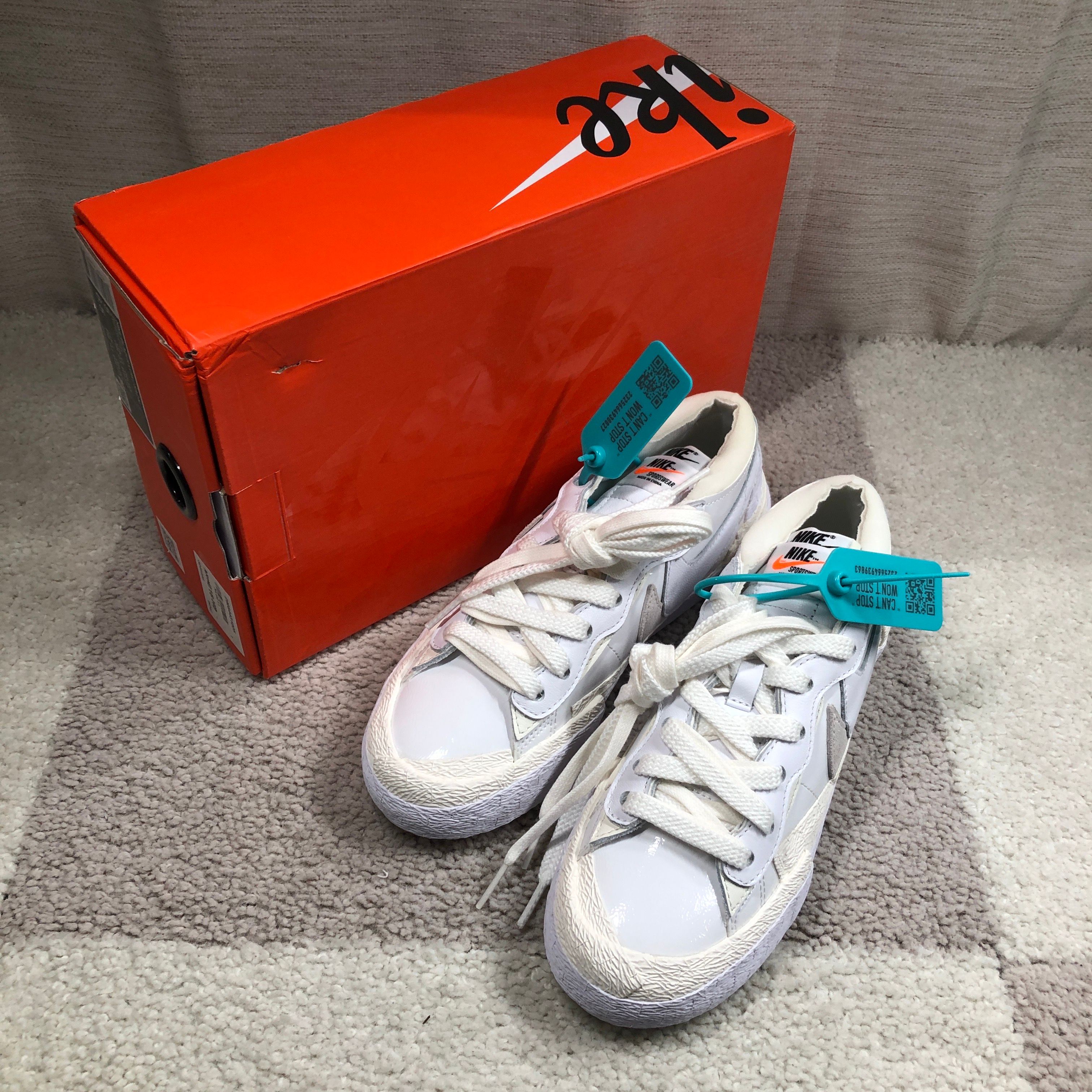 sacai × Nike Blazer Low "White Patent Leather"