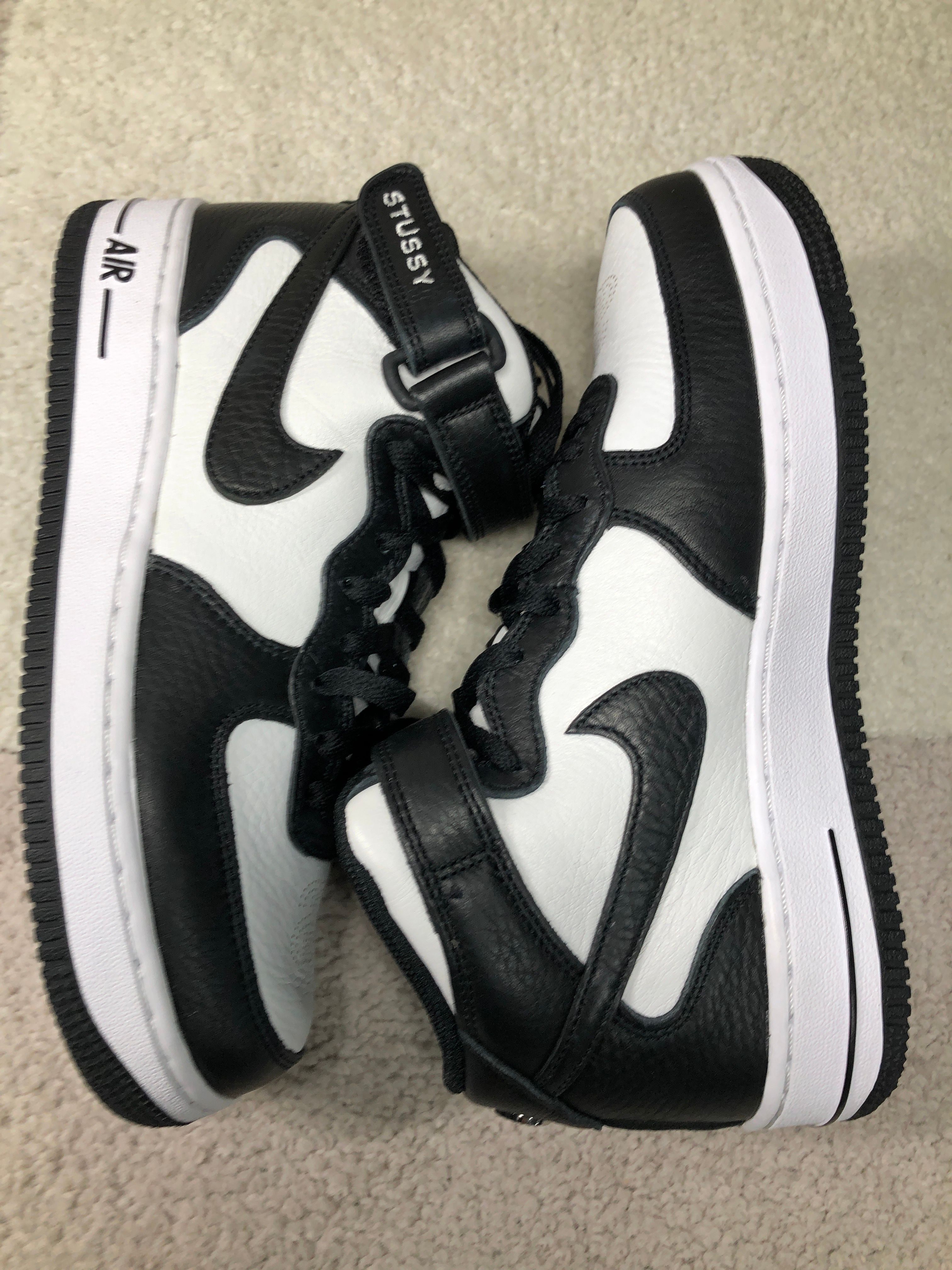 Stussy × Nike Air Force 1 Mid "Black and Light Bone"