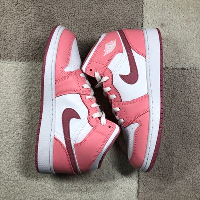 Nike GS Air Jordan 1 Mid "Coral Chalk/White/Desert Berry"