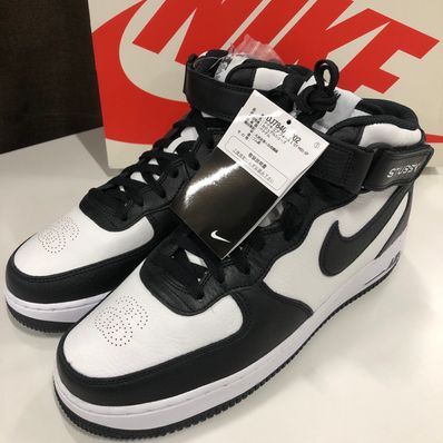 Stussy × Nike Air Force 1 Mid "Black and Light Bone"