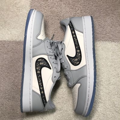 Dior × Nike Air Jordan 1 Low OG "Wolf Grey/Black-Sail-White"