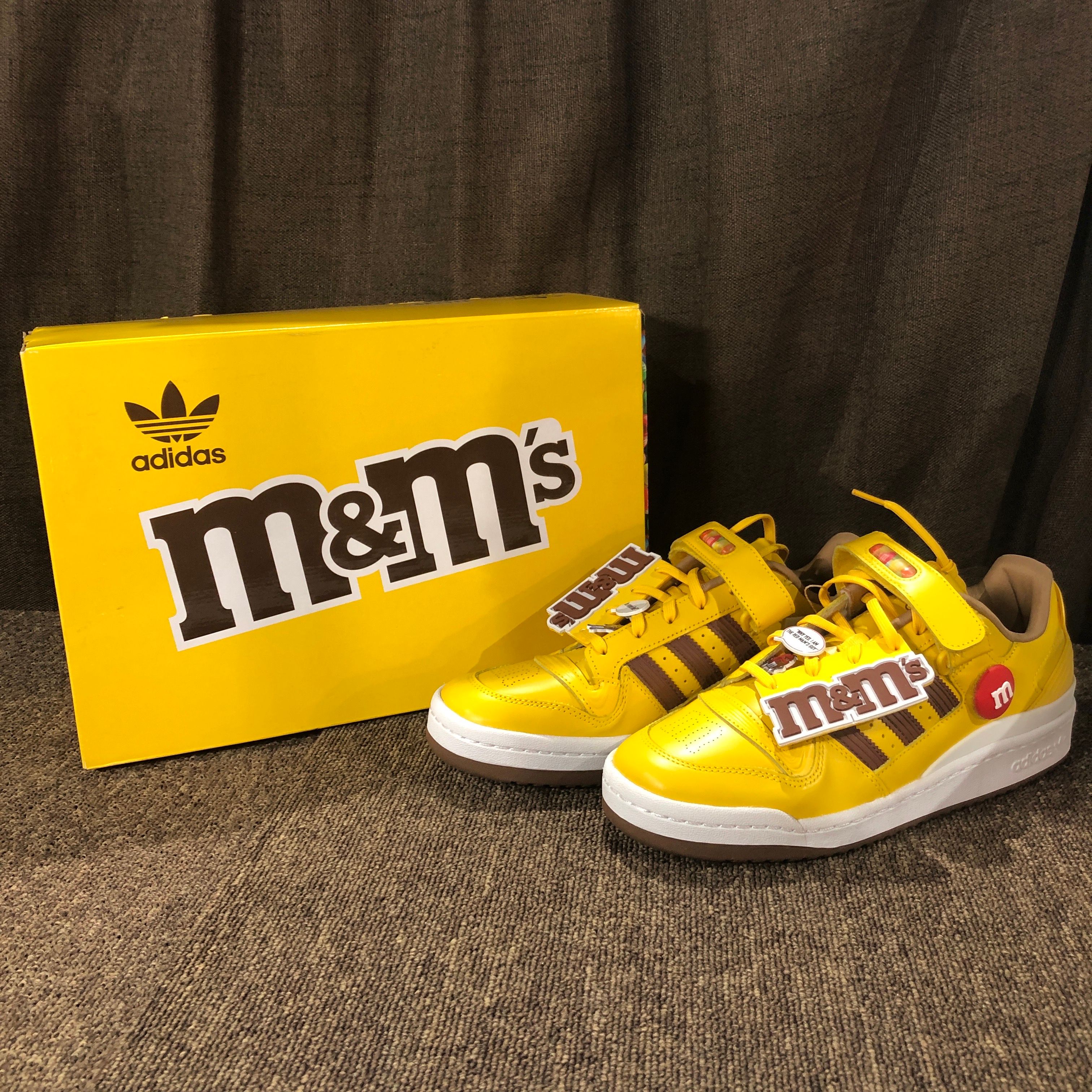 m&m's × adidas Forum Low "Yellow/Brown"