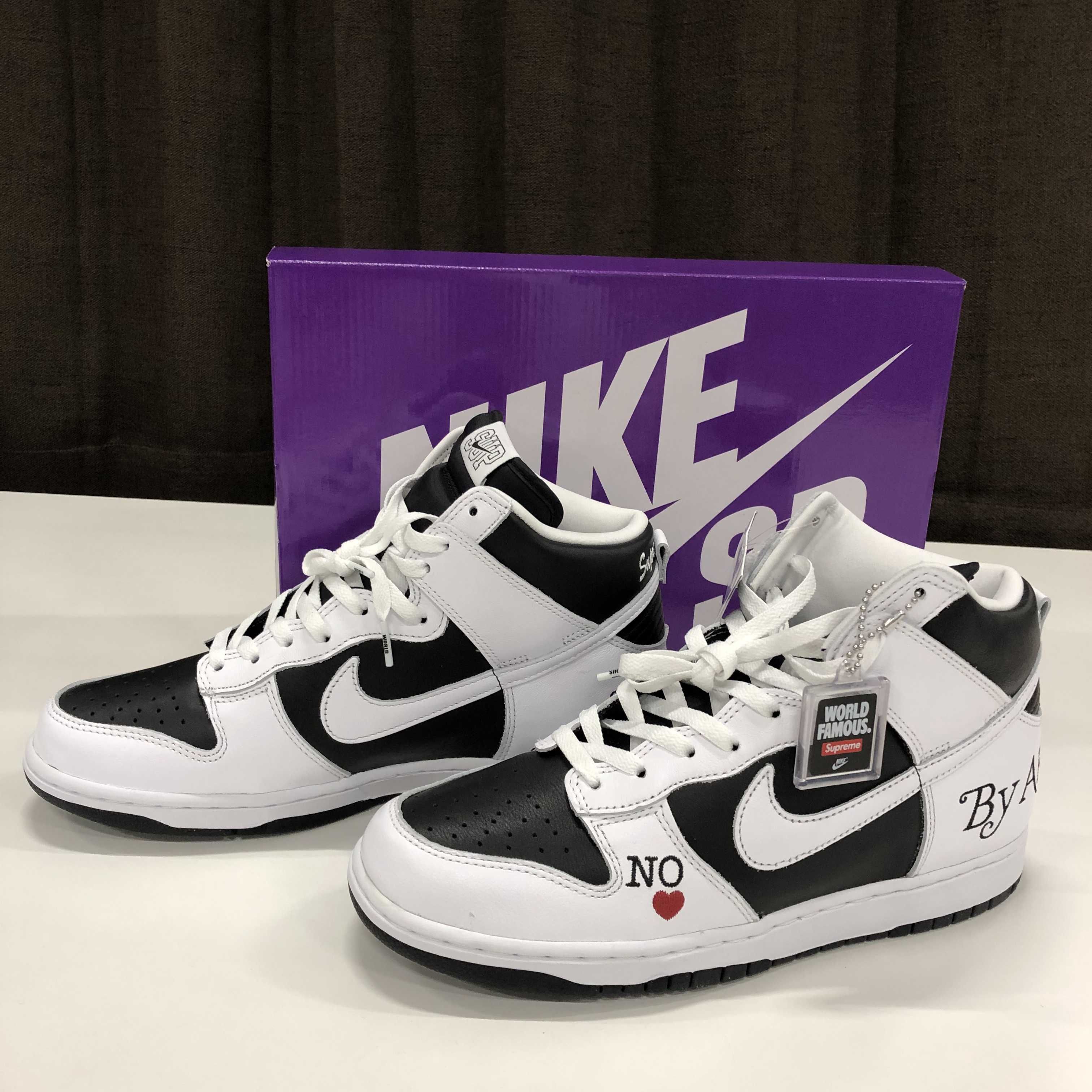 Supreme × Nike SB Dunk High By Any Means "White Black"