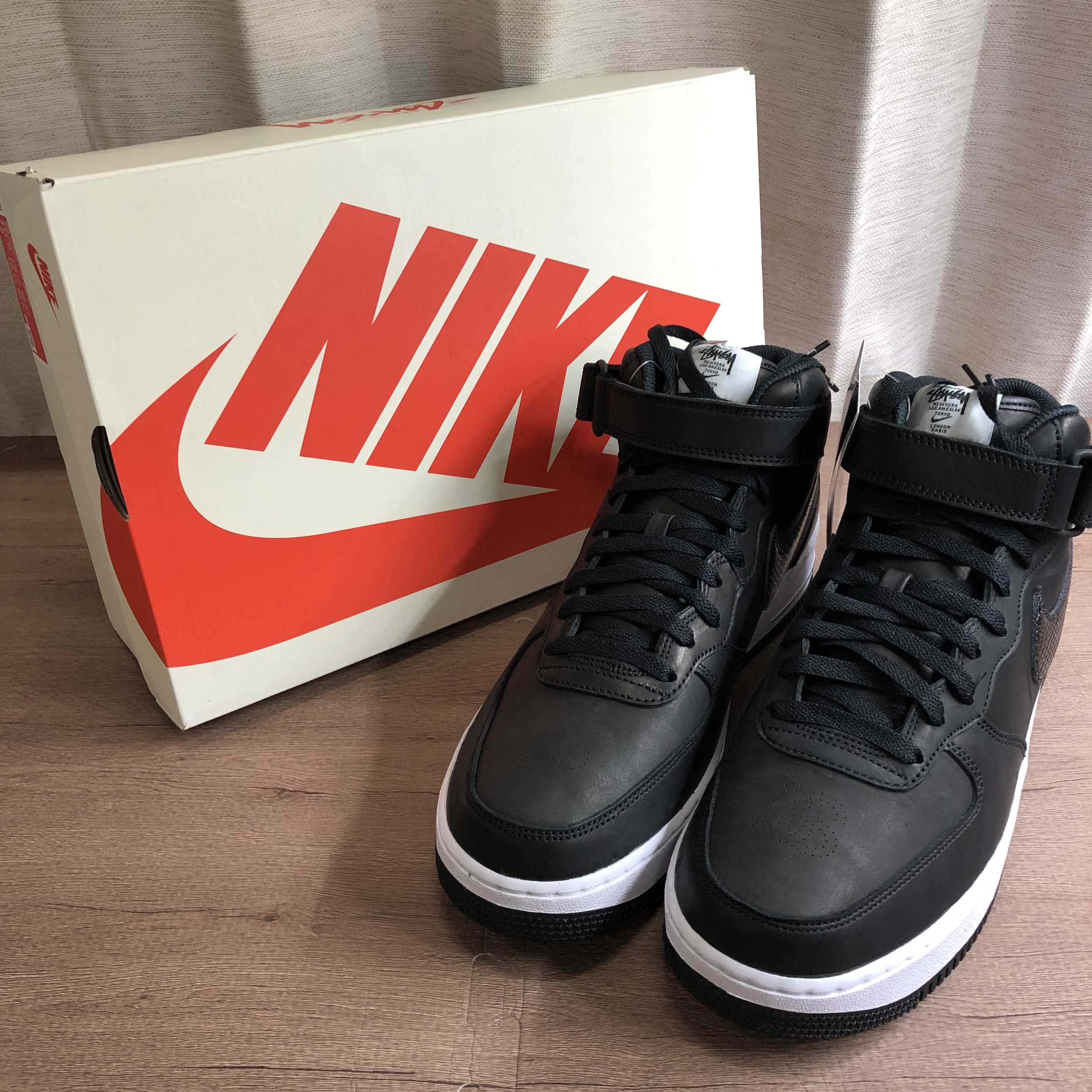 Stussy × Nike Air Force 1 Mid "Black/Black"