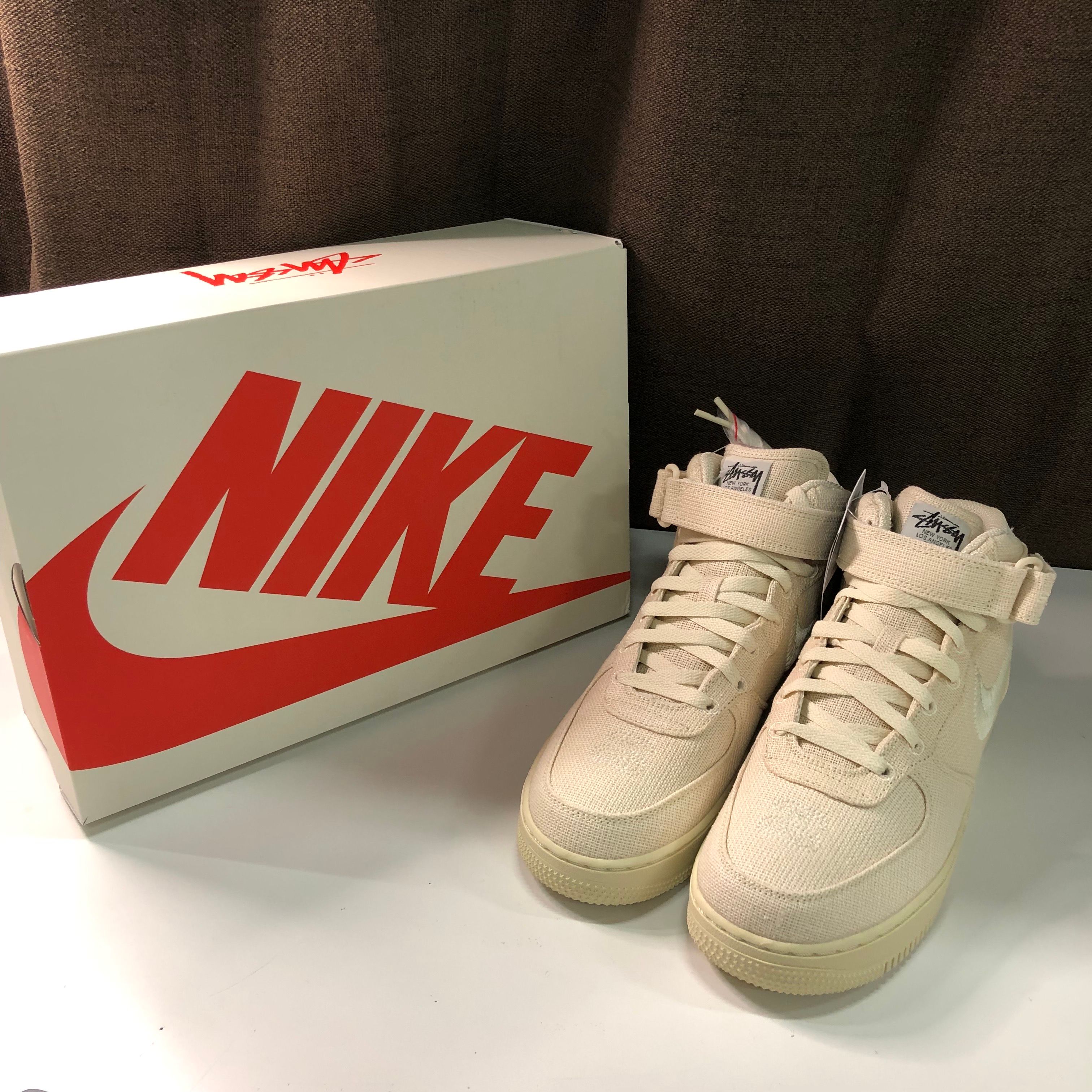 Stussy × Nike Air Force 1 Mid "Fossil Stone"