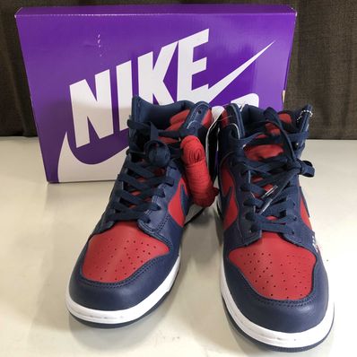 Supreme × Nike SB Dunk High By Any Means "Red/Navy-White"
