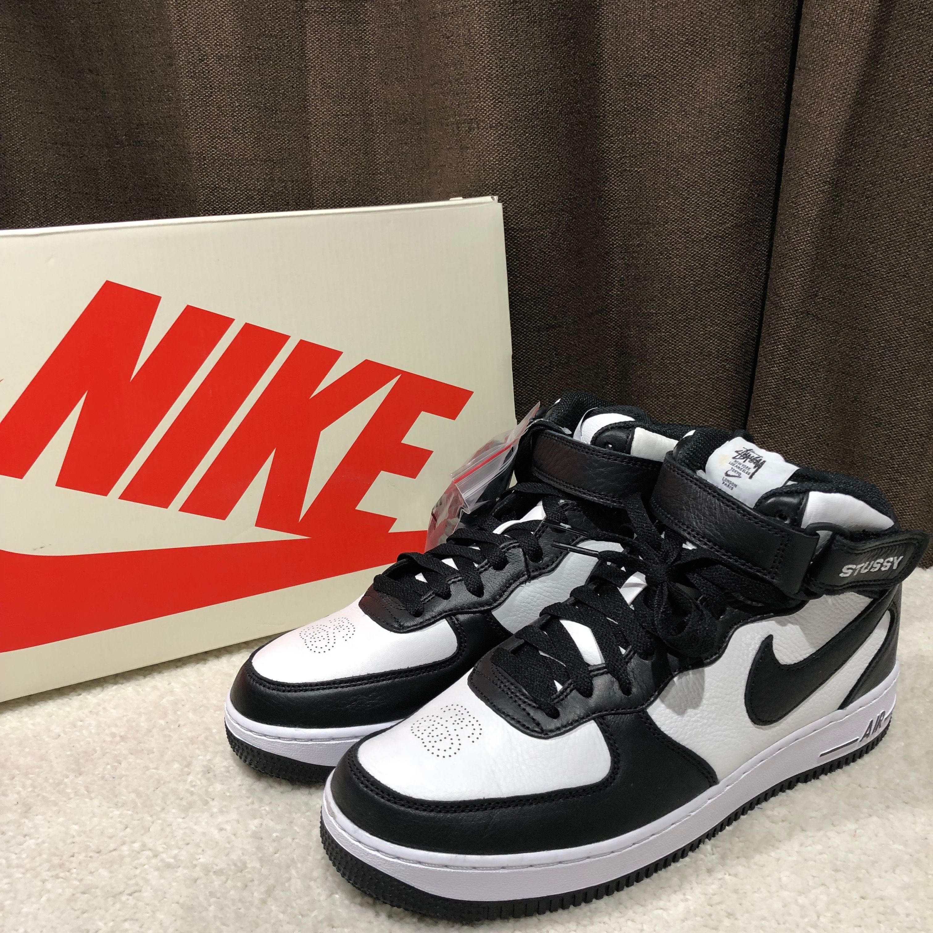 Stussy × Nike Air Force 1 Mid "Black and Light Bone"