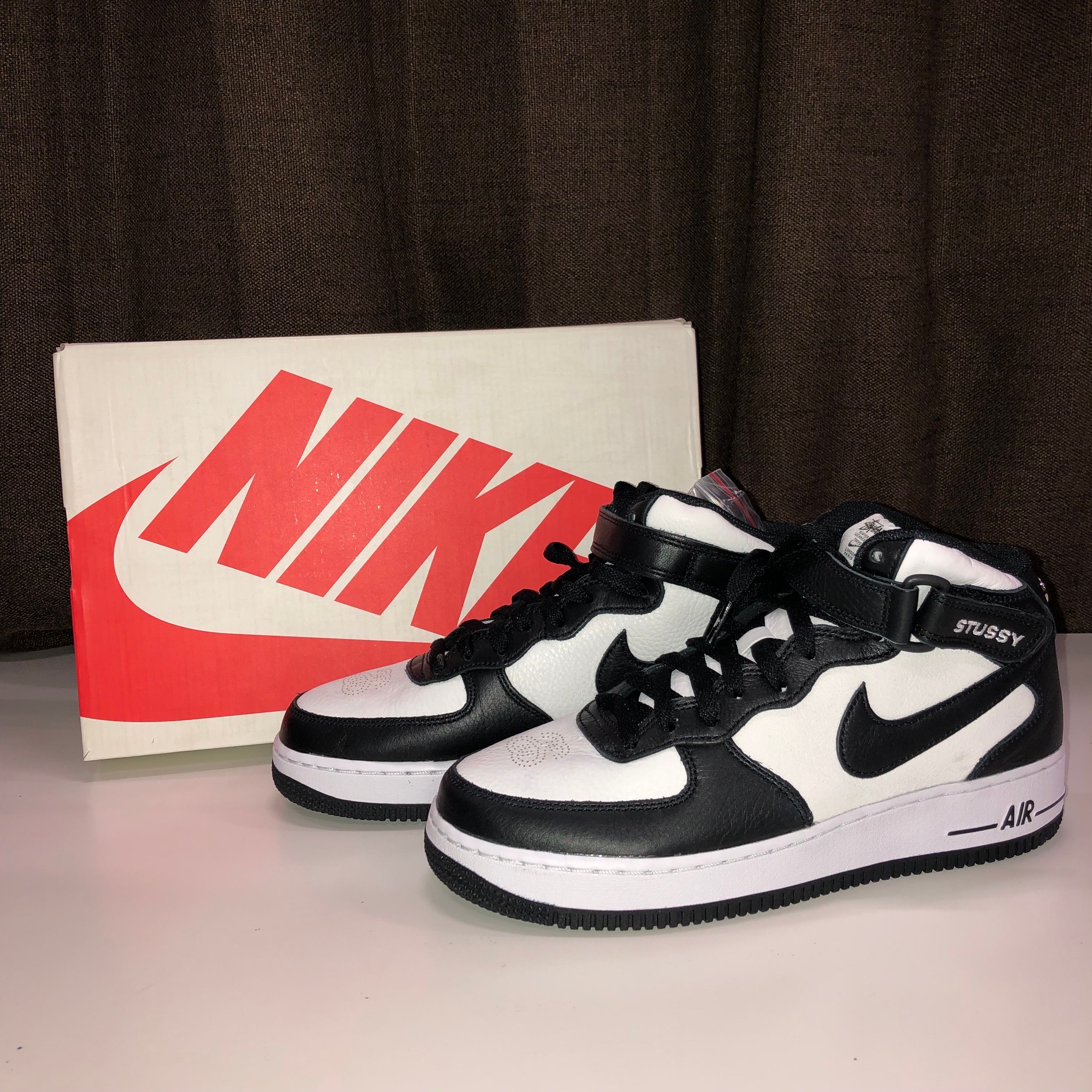 Stussy × Nike Air Force 1 Mid "Black and Light Bone"