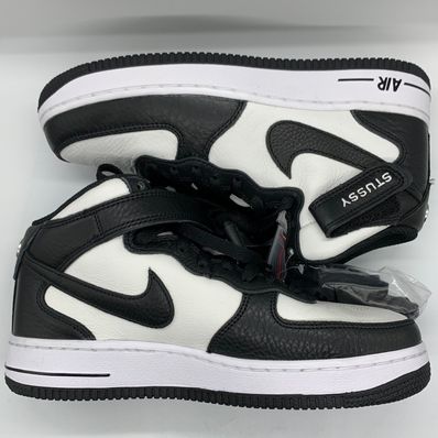 Stussy × Nike Air Force 1 Mid "Black and Light Bone"