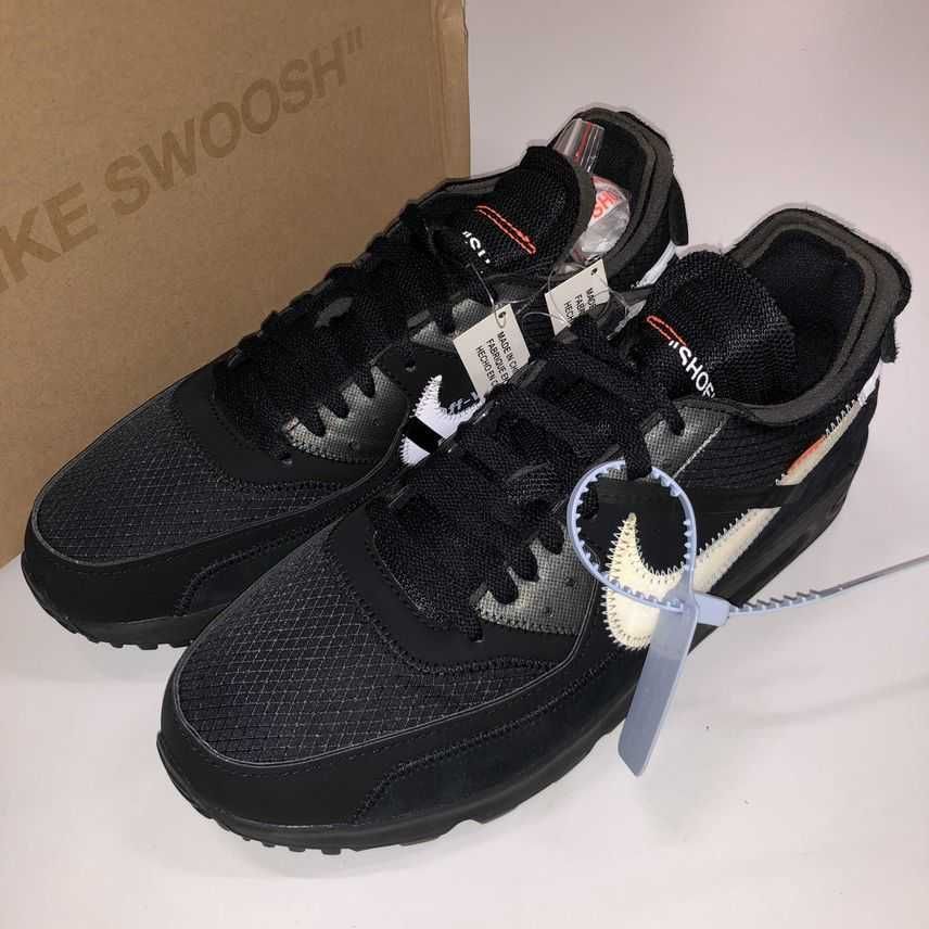 Off-White × Nike Air Max 90 "Black/Black-Cone-White"