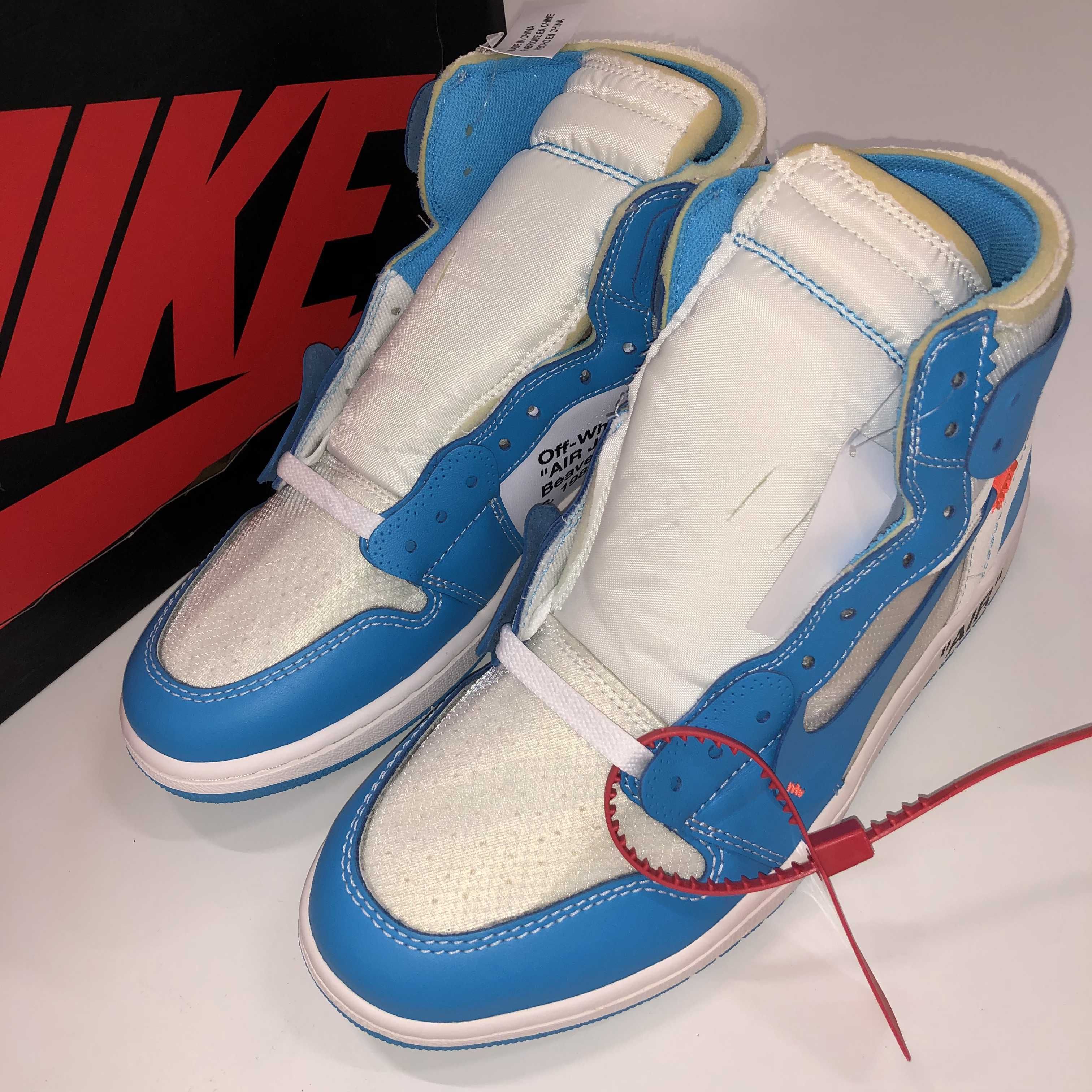 Off-White × Nike Air Jordan 1 High UNC "White/Dark Powder Blue"
