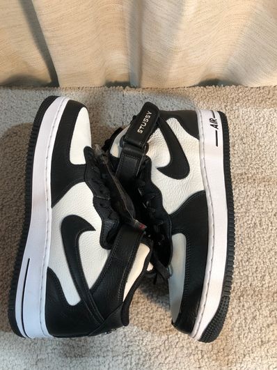 Stussy × Nike Air Force 1 Mid "Black and Light Bone"