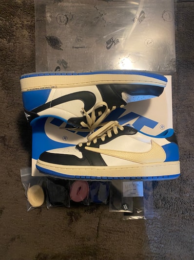 Travis Scott × fragment design × Nike Air Jordan 1 Low OG SP "Military Blue"