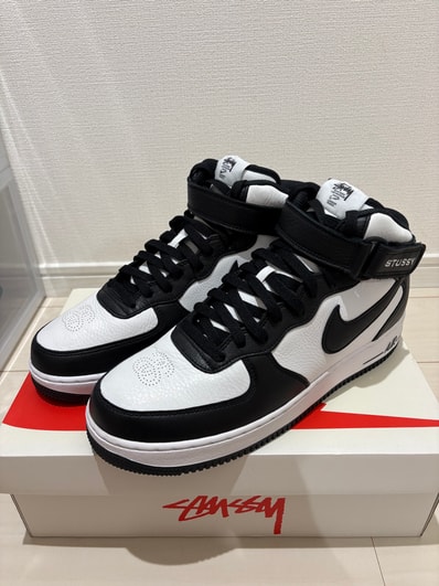 Stussy × Nike Air Force 1 Mid "Black and Light Bone"